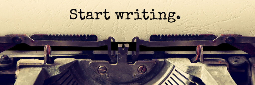 typewriter saying "start writing"