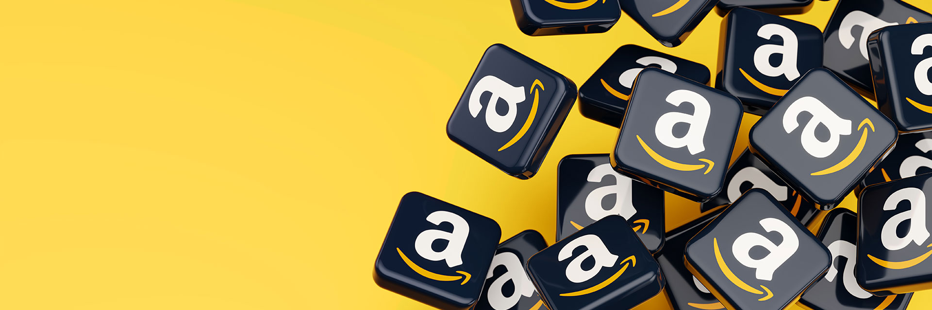Tiles with Amazon logo and yellow background