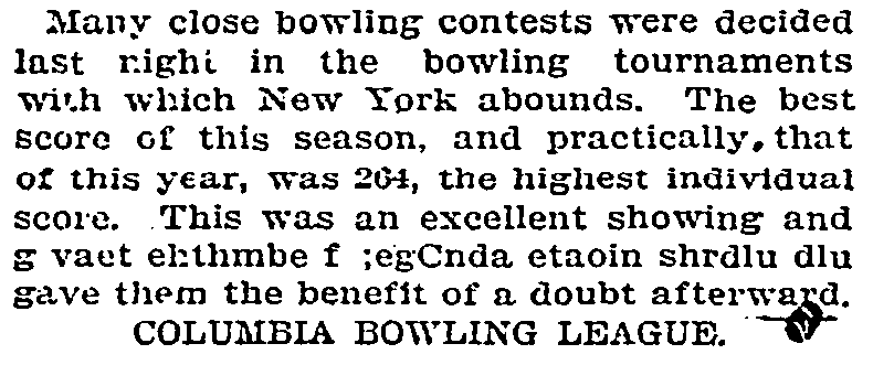 newspaper column with an ETAOIN SHRDLU line